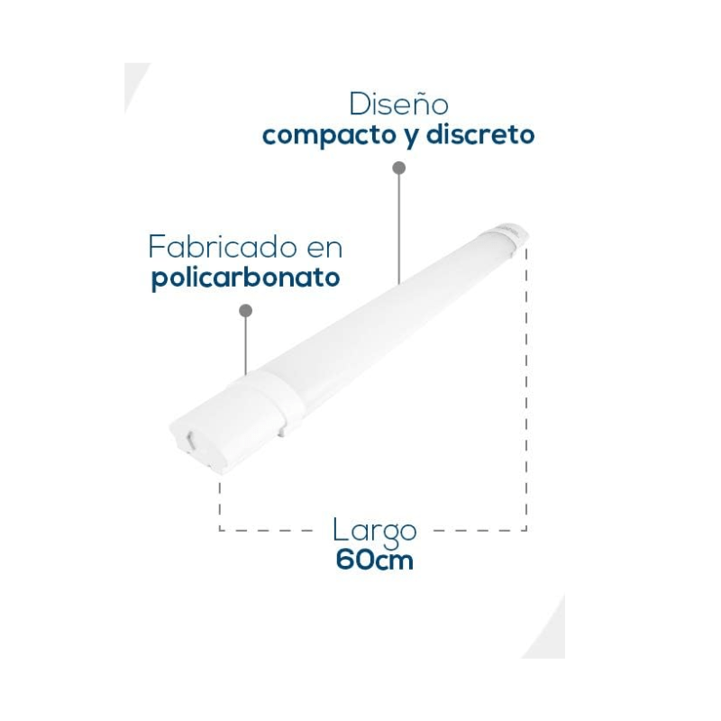 Luminario sobreponer 60cm - 18W - IP20 6500K - Wattko